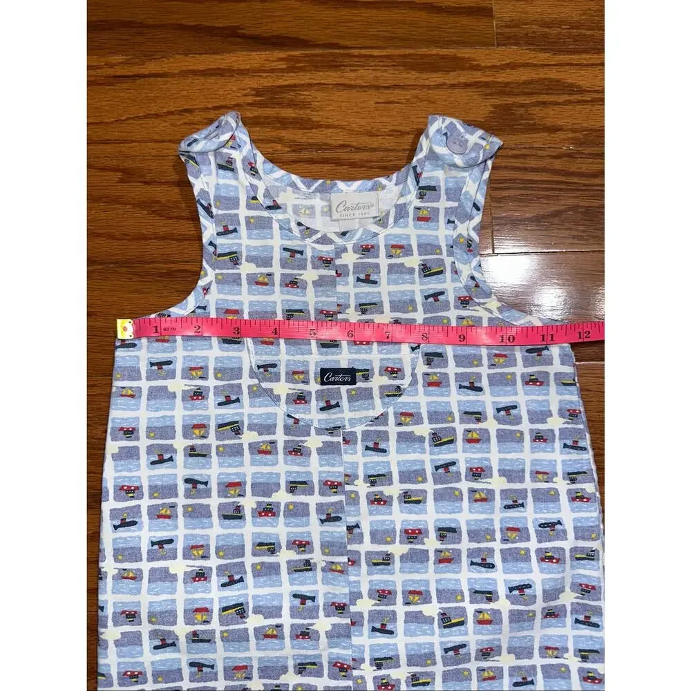 Vintage Carters Baby Blue Nautical Boat Ship Submarine Overall Romper 12-18M